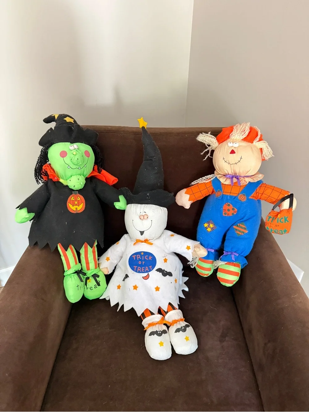 Halloween Plush Trick-or-Treat Doll Pillow Set - Green, White & Orange